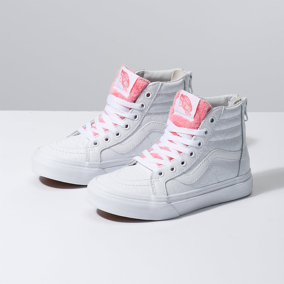 Vans Kiz Çocuk Spor Ayakkabı White Giraffe Sk8-Hi Zip Beyaz/Pembe | 88216-114